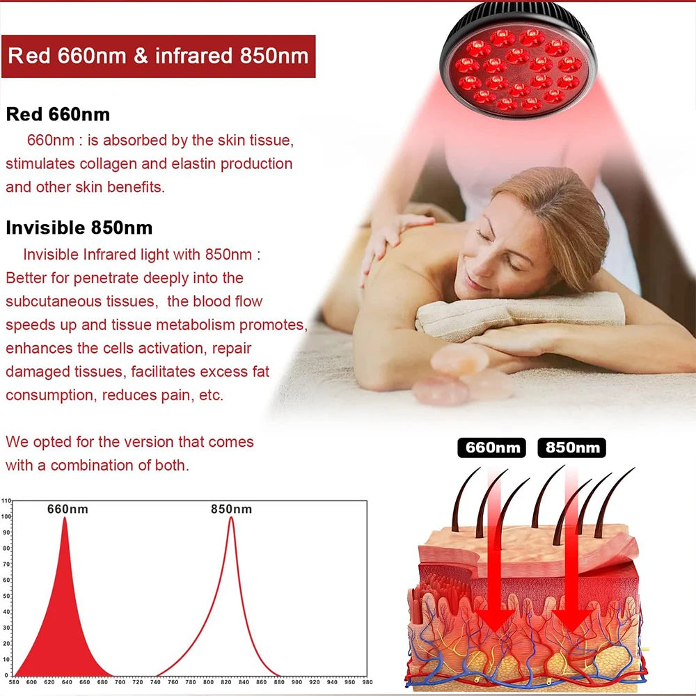 Red Near Infrared Light Therapy Bulb for Body Face Veterinary for Pets Dogs Cats Use 660nmm and 850nm