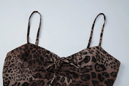 ByeMyLove Leopard Dress Strap Dress Sleeveless Sexy Mini Party Dress Y2K Summer Women Dresses Leopard Print  Slim Laceup Midi