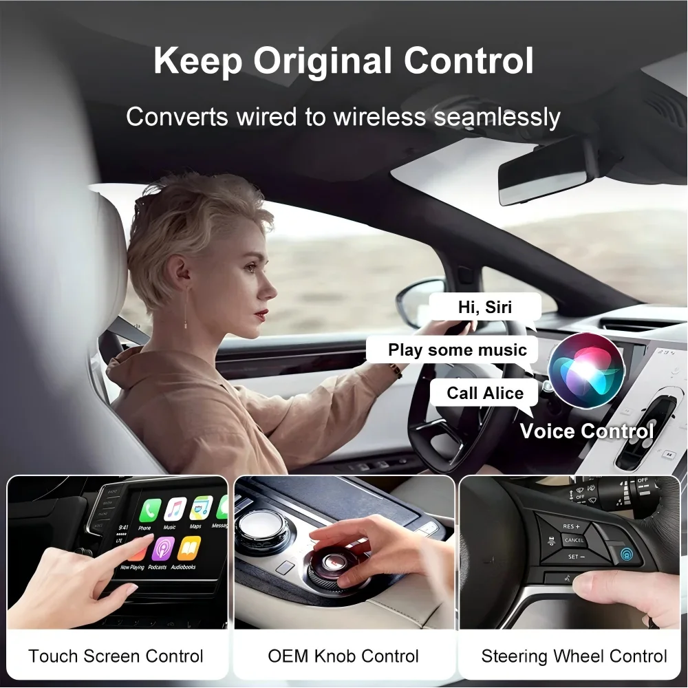 Wireless CarPlay Android Auto 2IN1 Type-C USB Wired to Wireless CarPlay Android Auto Adapter Bluetooth for VW Audi Volvo Toyota
