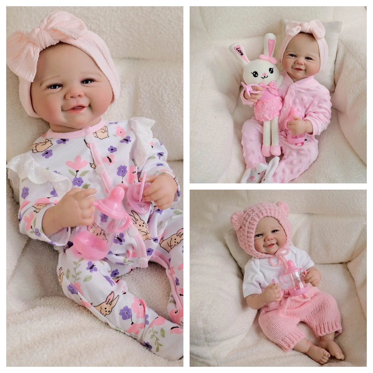 NPK 19-inch Lifelike Baby Doll Vivienne Full Body Reborn with 3D Skin Hand-Painted Hair Touch Doll Multiple Layers Painting