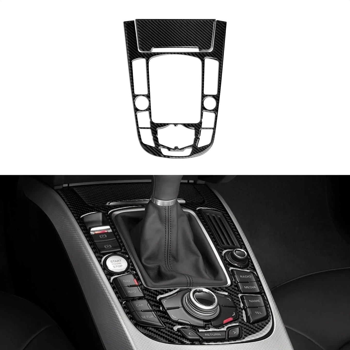 Car Center Console Gear Shift Panel Set, For Audi A4 S4 RS4 A5 S5 RS5 (2007-2016) Carbon Fiber Interior Sticker Trim Accessories