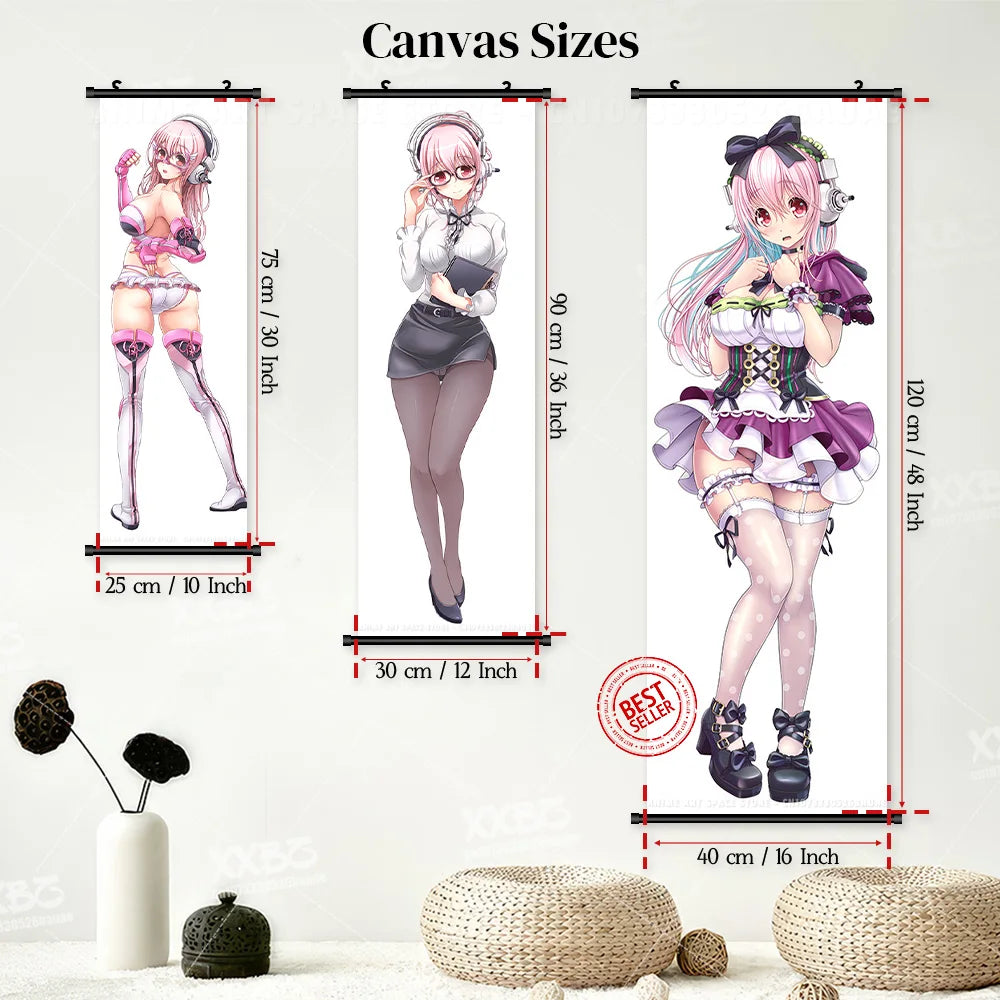 Video game Wall Artwork Canvas Scrolls Picture Anime Movie Role Poster Hanging Painting Print Home Decoration For SUPER SONICO