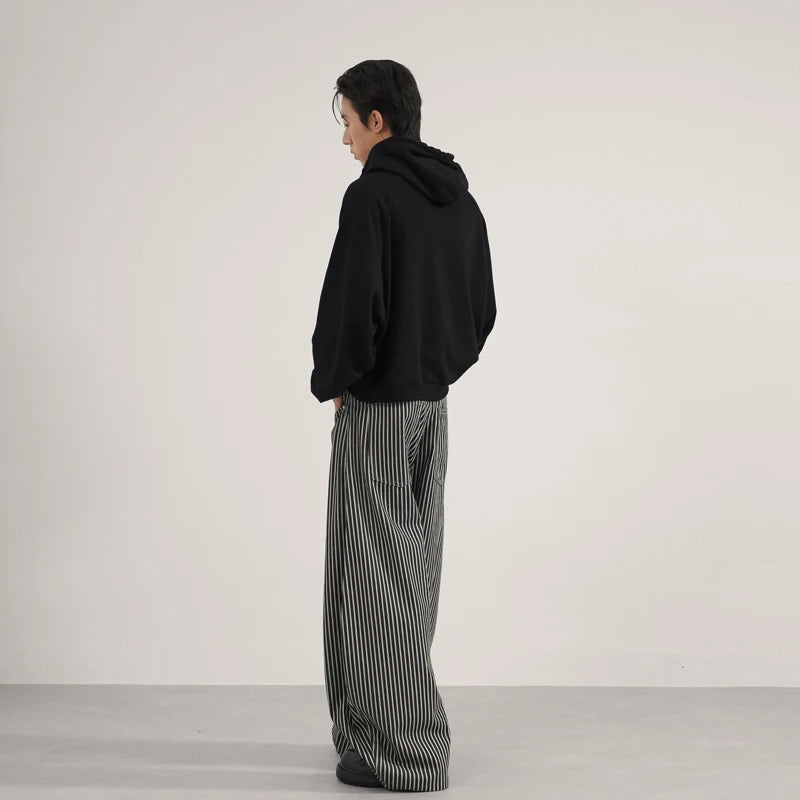 Unisex Black White Stripe Baggy Pants Wide Leg Loose Fit Contrast Color Casual Streetwear Hip Hop Y2K Trousers Men Women Fashion