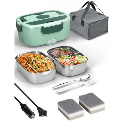 Portable Electric Heated Lunch Warmer Box for Work Stainless Steel Bento Box Adult Plug In Food Heater for Car 12V 24V 110V Sel