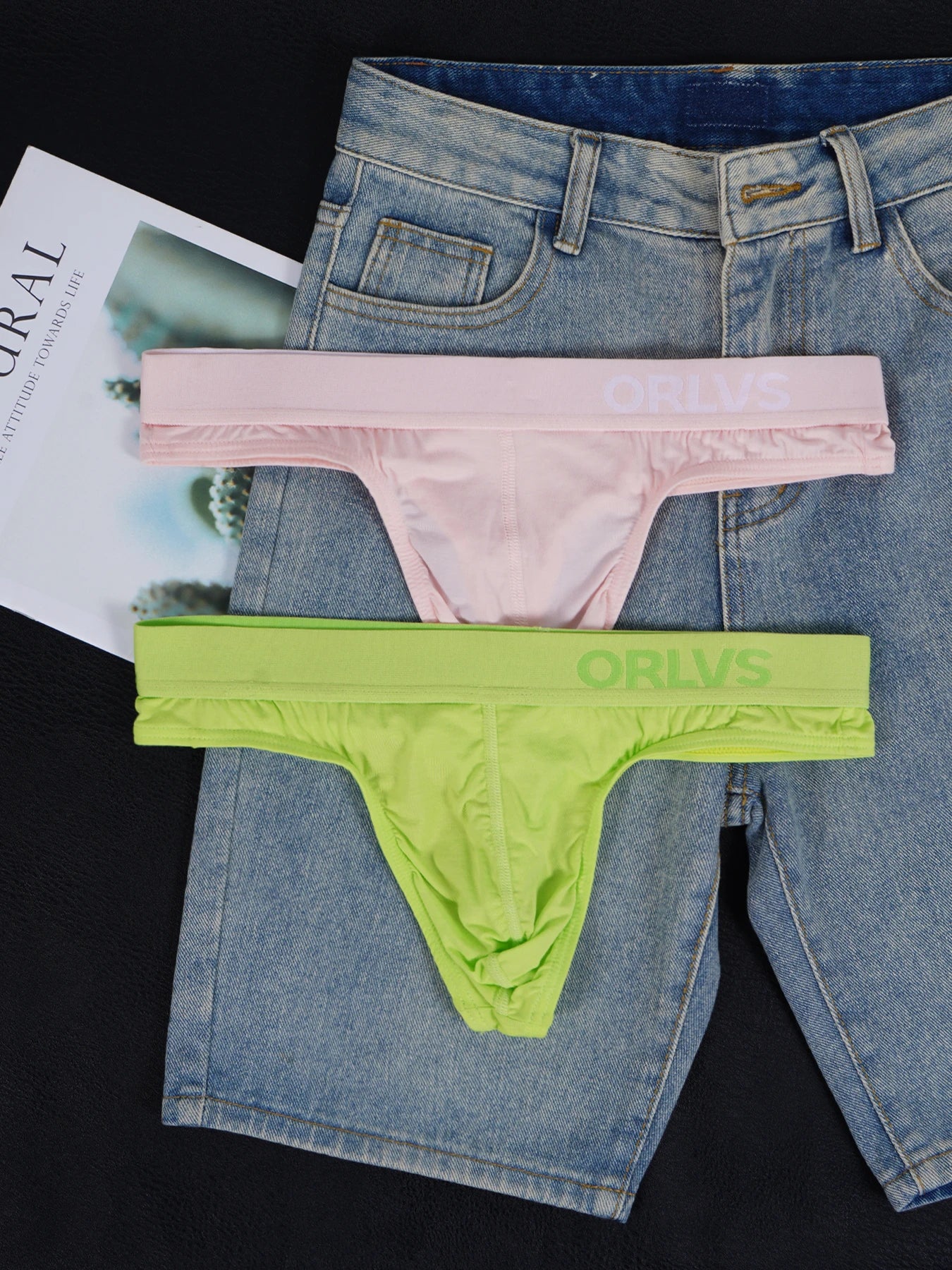 3 PCS Men's ORLVS Ice Silk Modal Thongs Soft Breathable Low Rise Comfortable Underwear