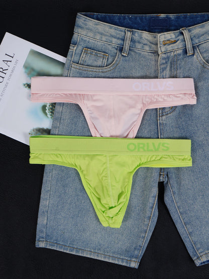 3 PCS Men's ORLVS Ice Silk Modal Thongs Soft Breathable Low Rise Comfortable Underwear