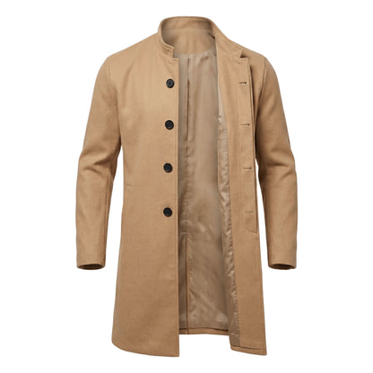 New Men's Coat Casual Winter Single Breasted Invisible Button Mens Business Knee-length Coat Trench Cloth Streetwear Men Blouse