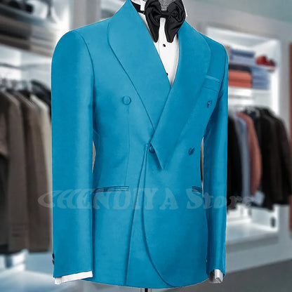 Black Suits For Men Shawl Lapel Formal 1 Piece Jacket Double Breasted Business Casual Groom Wedding Party Custom Made Blazer