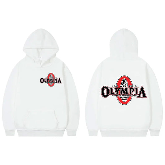 Olympia Fitness Double Sided Graphic Hoodies Men Women Fashion Vintage Gym Sweatshirts High Quality Fleece Oversized Pullovers