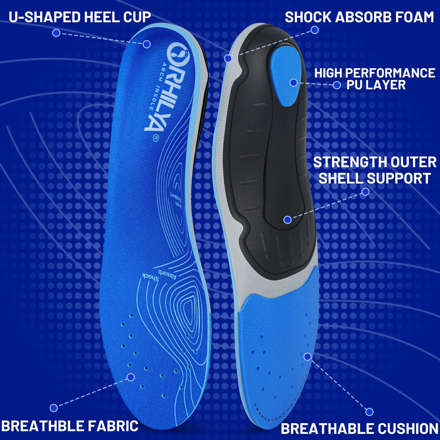 Plantar Fasciitis Pain Relief Men Orthotics Shoes Insole Arch Support Work Boot Inserts Flat Feet Women Heel Spur Absorb Shock