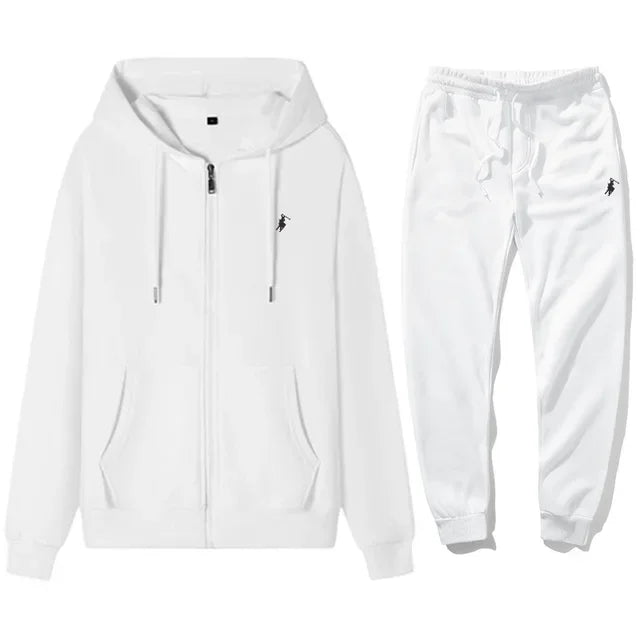 New Men's Autumn and Winter Classic Hoodie and Sweatpants, Suitable for Leisure Fitness, Warm Sports Set