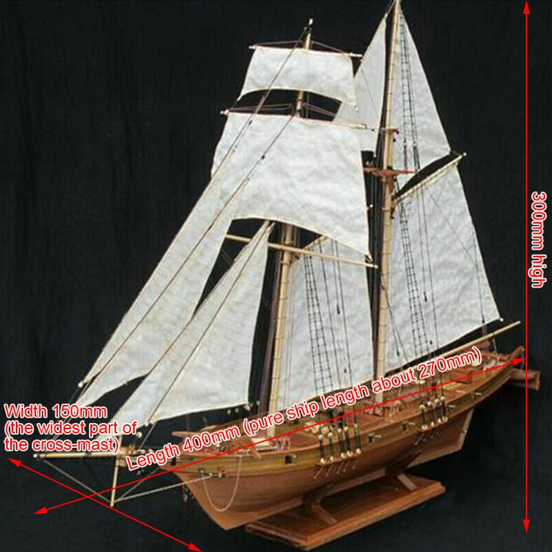 1:100 Halcon Wooden Sailing Boat Model DIY Kit Ship Assembly Decoration Gift·