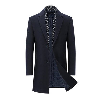 2026 Spring Man Trench Coat Turn Down Collar Striped Patchwork Male Overcoat Mid Length Single-breasted Business Men Outerwear