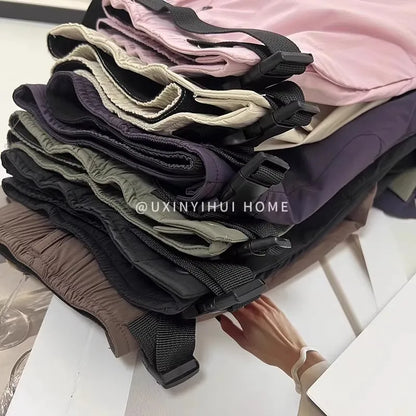 Lightweight Breathable Quick-Dry Paratrooper Pants Women's Casual Loose Fit Sunscreen Waist Cord Trousers Korean Style High W...