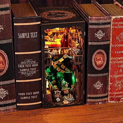 DIY Book Nook Kit Miniature Wooden 3D Puzzle Bookshelf Dollhouse Model Bookend Building Home Decoration For Christmas Gift