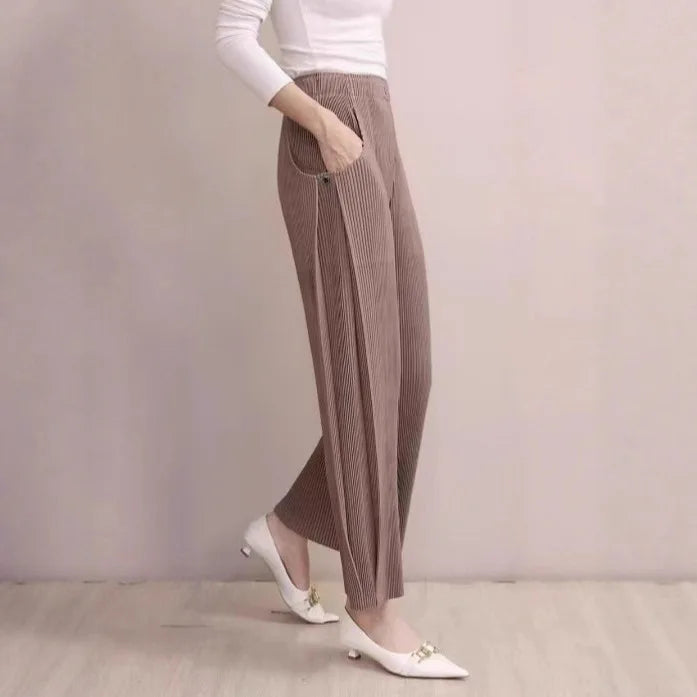 Miyake Pleated Fall Women Pants New High-waisted Thin Casual Pants Temperament Fashion Versatile Office Commuting Women's Pants