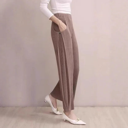Miyake Pleated Fall Women Pants New High-waisted Thin Casual Pants Temperament Fashion Versatile Office Commuting Women's Pants