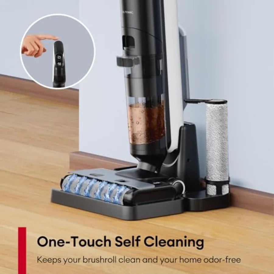 Wet Dry Vacuum Cleaner for Hard Floors, Cordless Vacuum Mop Combo with Self-Cleaning, 50min Runtime, Smart Mess Detection, Edge