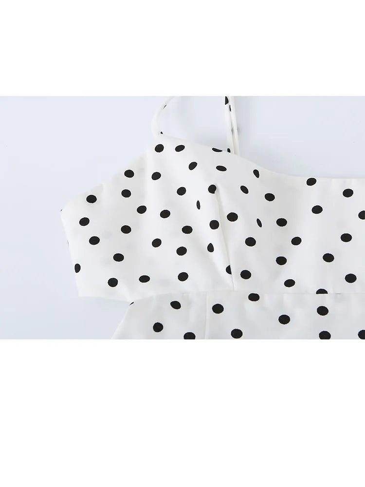 HH Women Summer Coquette Feminine Polka Dot Sleeveless Dress Spring Waist Cutout Fitted Waist Maxi Lightweight Dress For Daily