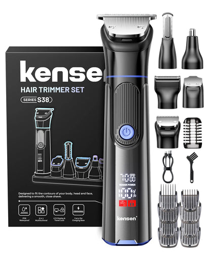 Kensen S38 Electric Hair Trimmer for Men 6 in 1 Body Hair Shaver Nose Beard Trimmer IPX6 Waterproof Hair Cutting Machine Barber