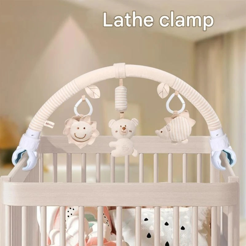 Soft Plush Baby Stroller Hanging Bell Toy Organic Cotton Infant Crib Mobile Machine Washable Sensory Development Activity