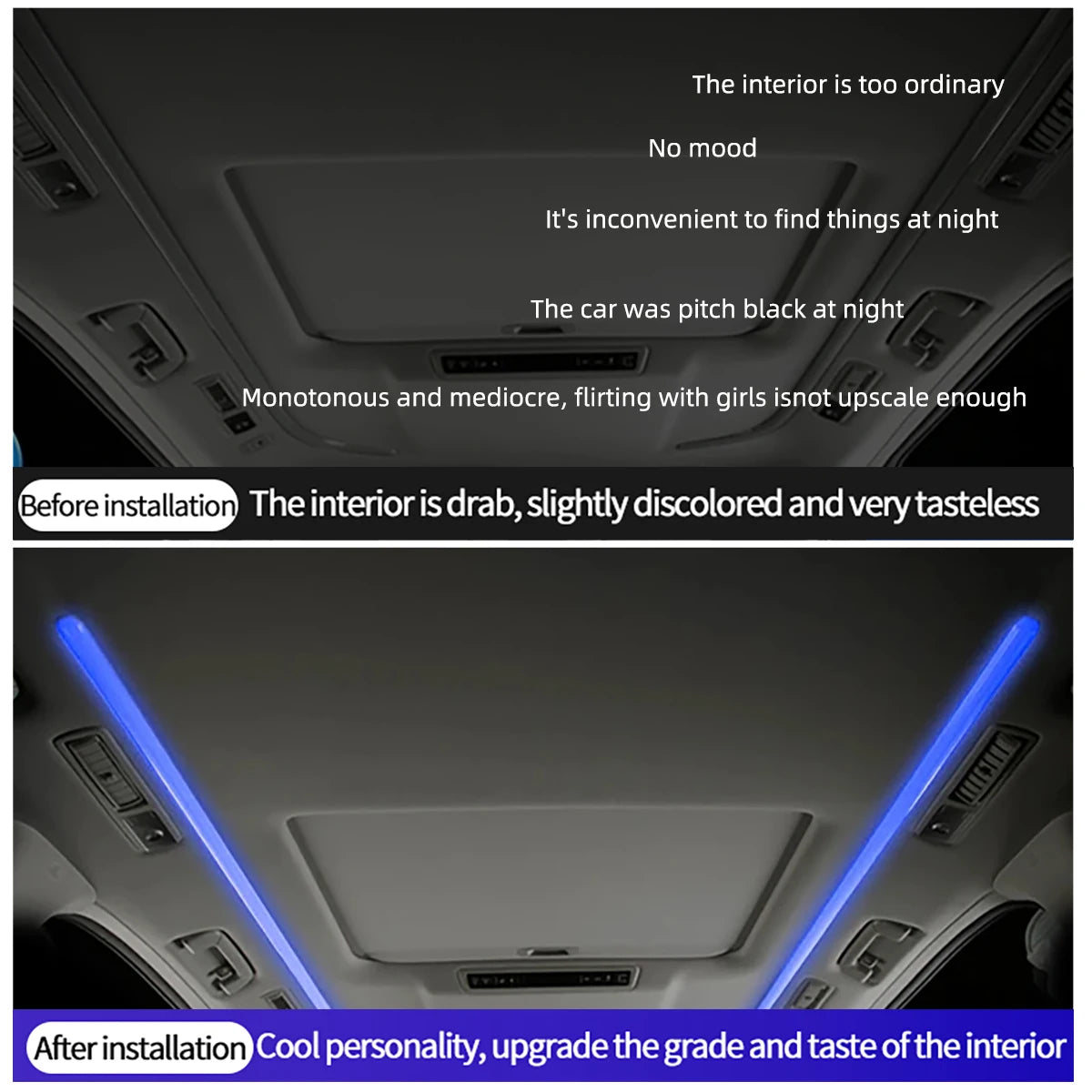 150cm Sunroof LED Strip Symphony Ambient Lamp RGB Car Roof Panoramic Skylight Ambient Streamer Lights Neon Lighting Universal