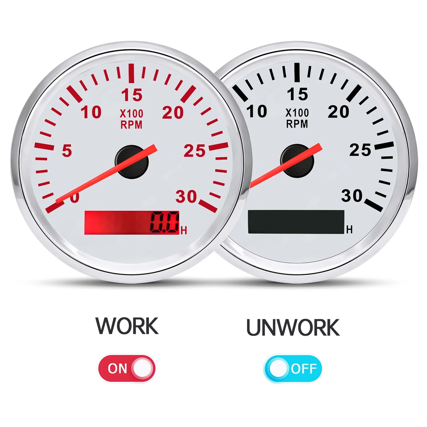 85mm Tachometer 3000RPM With Hourmeter Truck Car Boat Diesel Engine Tacho Meter RPM Gauge M18 / M16 Car Boat Tachometer Sensor