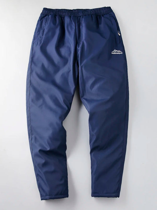 Thickened Cotton Casual Pants for Men Windproof Warm Elastic Waist Straight Leg Long Trousers Company Overstock Winter Outdoor
