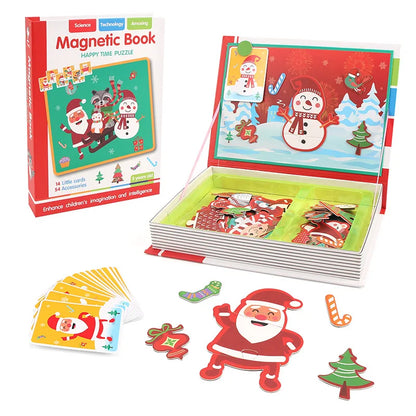 Magnetic Book 3D Cartoon Puzzles Jigsaw Funny Children's Intelligent Brain Training Game Educational Toys for Kids Gift Xmas Toy