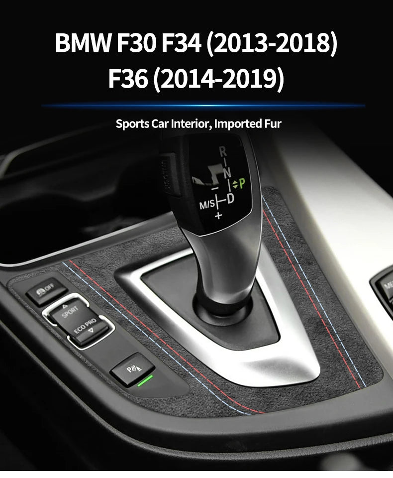 For BMW F30 F34 F36 Gear Shift Control Panel Trim Frame Decorative Sticker Made of Alcantara Car Interior Tuning Accessories