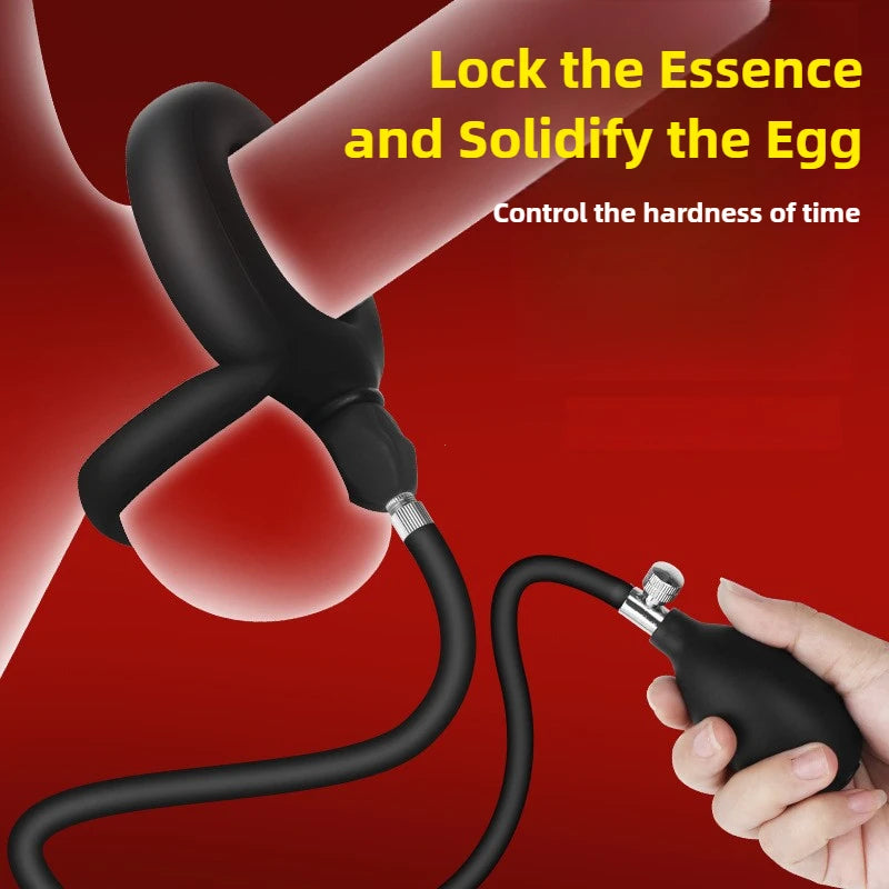 Inflatable Cock Ring Ejaculation Delay Penis Ring Liquid Silicone Erection Enhancing Flirting Training Male Masturbator Sex Toys