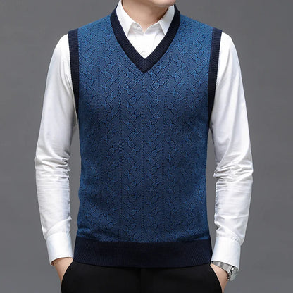 BROWON Brand Sweater Mens Clothes 2026 Autumn Wool Solid Color Knittes Sweater Vest Men Fashion Jacquard Thick Winter Clothing
