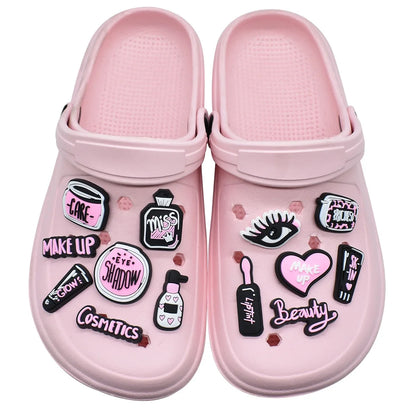 20-100pcs Makeup Supplies Pattern Shoe Buckle Accessories PVC DIY Sandal Shoes Charms Clogs Pins Decor Kids Woman Party Gift
