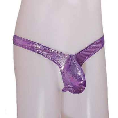 Laser Colorful Men's G-string Underwear Sexy Men's Briefs U Convex Male Underpants Low Waisted Thong Private Party club Panties