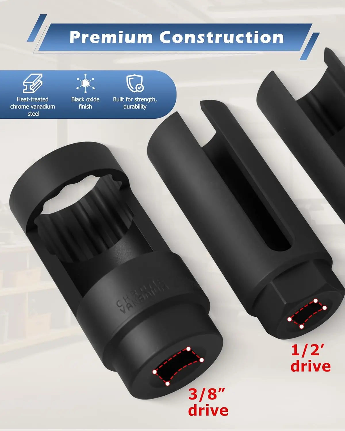 Universal Oxygen Sensor Socket Set O2 Lambda Sensor Removal Tool Kit Automotive Wrench Remover Installer Multi Size Box Tool