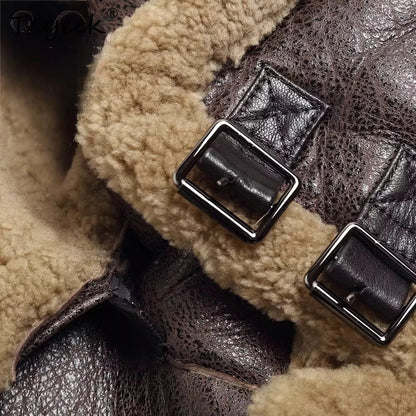 Tcyeek Natural Sheepskin Fur Coat Male Warm Real Leather Jacket Men Winter Clothes Lamb Wool Coats Hoodie 2025 Куртка Мужская