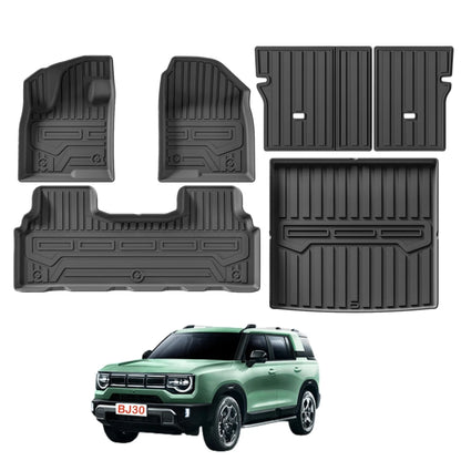 For BAIC BJ30 2024 2025 Car Floor Mats Trunk Mat Waterproof TPE Carpet Cargo Liner All Weather Mats Floor Liner Backrest LHD