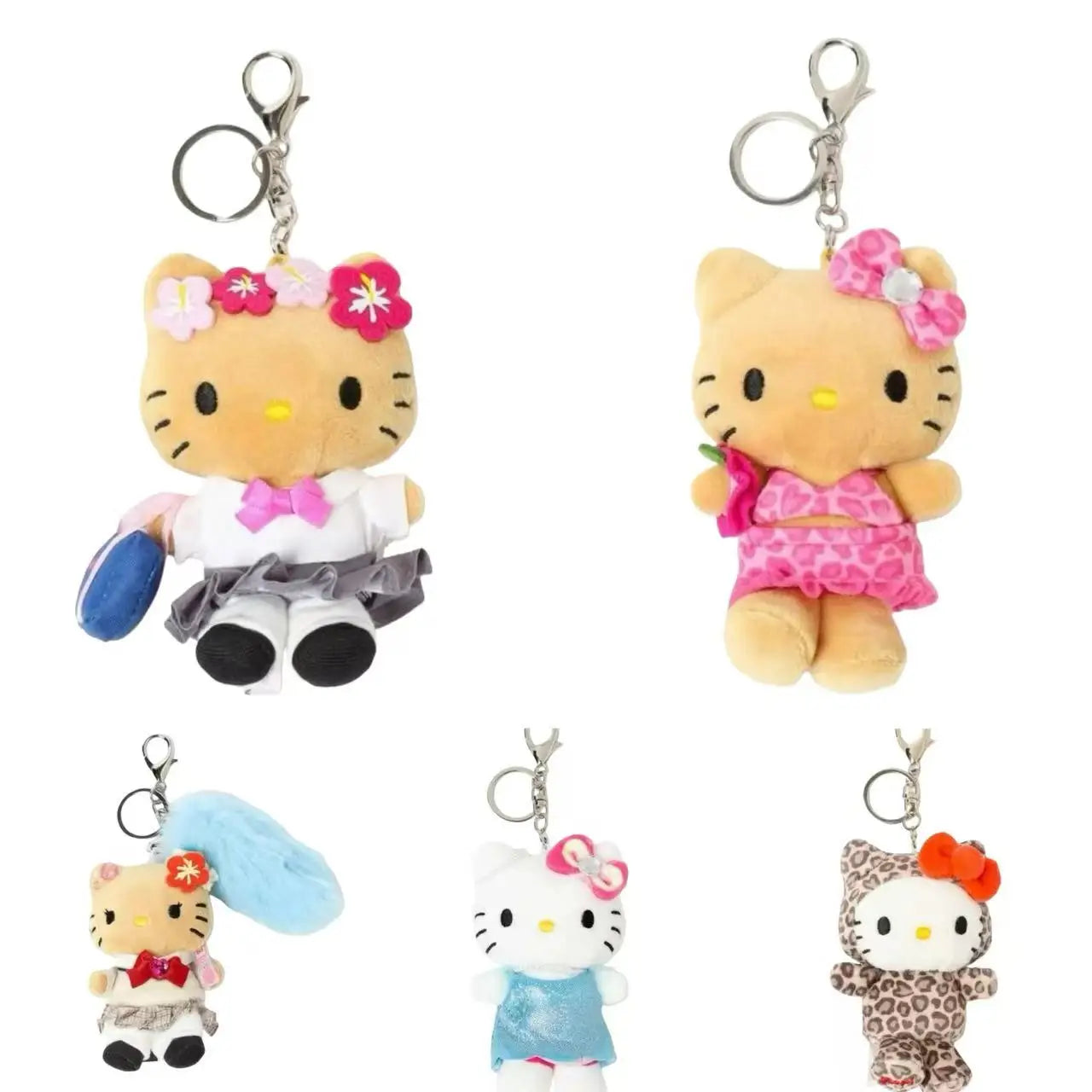 Cartoon JK Uniform Hello Kitty Y2K Gal Black Skin pink Leopard plush Doll Backpack Keychain Sanrio Stuffed  KT cat toys Pendant