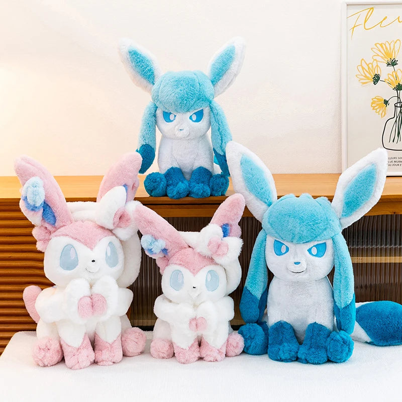 40-80cm Sylveon Glaceon Pokemon Plush Toys Stuffed Doll Cartoon Pokémon Plushie Anime Eevee Pillow Xmas Birthday Gift for Kids