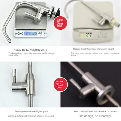 Universal 304 Stainless Steel Water Filter Faucet,2 Points Crane Reverse Osmosis Faucet For Drinking Water Purifier