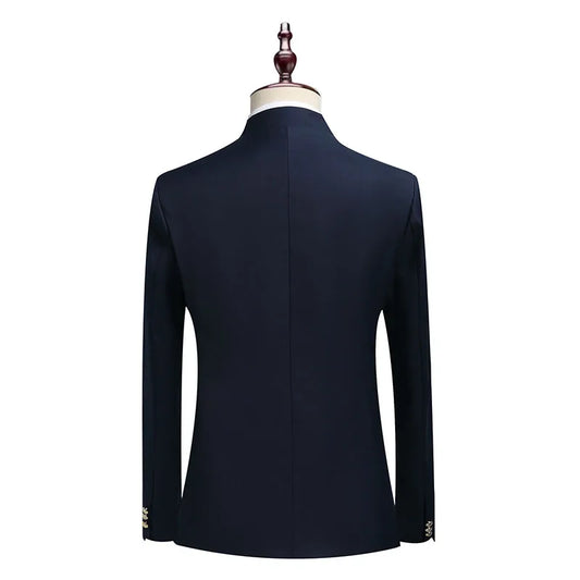 Suit (Blazer+ Pants) Men's Fashion Gentleman Business Outdoor Standing Collar Gentleman Wedding Work Casual MAO Suit
