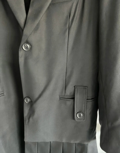 TOP-YAMAMOTO Original Design Original design Wool pleated word coat Asymmetrical slogan single row buckle