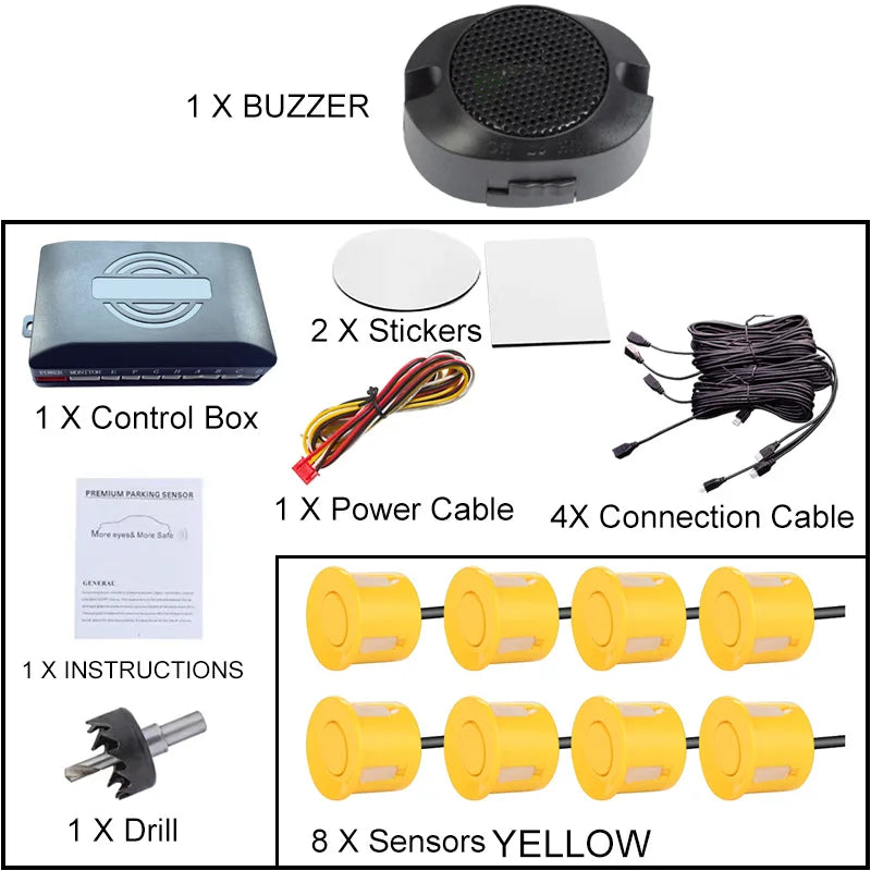 Car Parking Sensor Backup Radar Reversing Assistance Aid Kit with Audio Buzzer Alarm Parking Radar System Car Parking Sensors