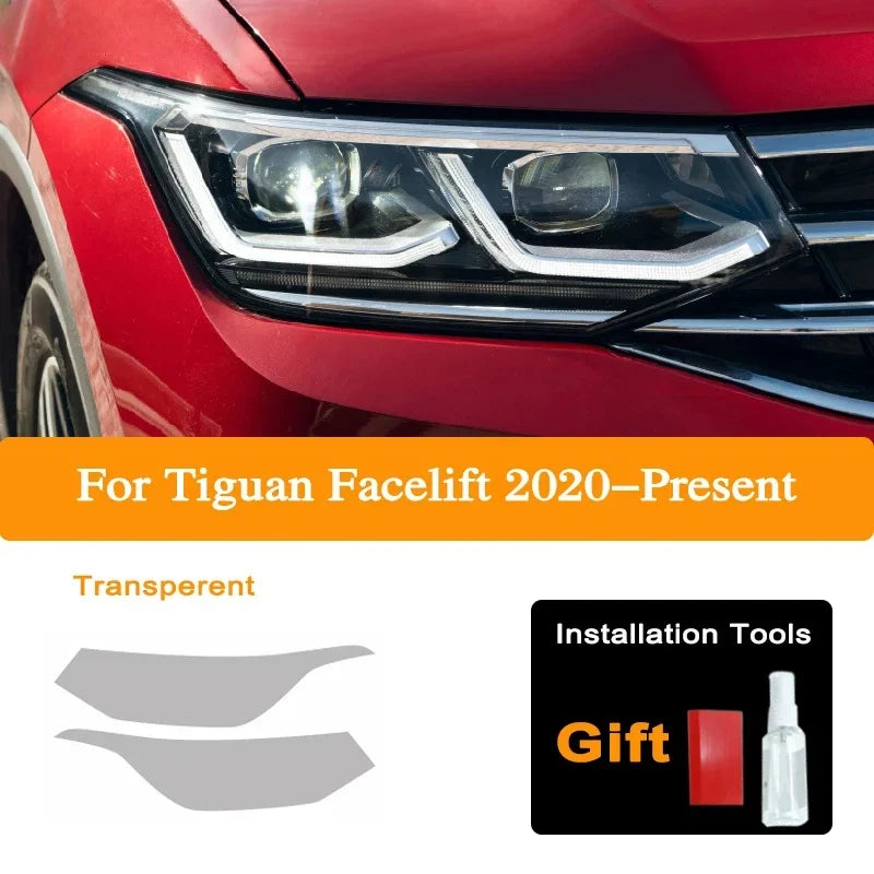 2 Pcs For Volkswagen VW Tiguan R Line Facelift 2020 2021 Car Headlight Tint Smoked Black Protective Film Transparent TPU Sticker