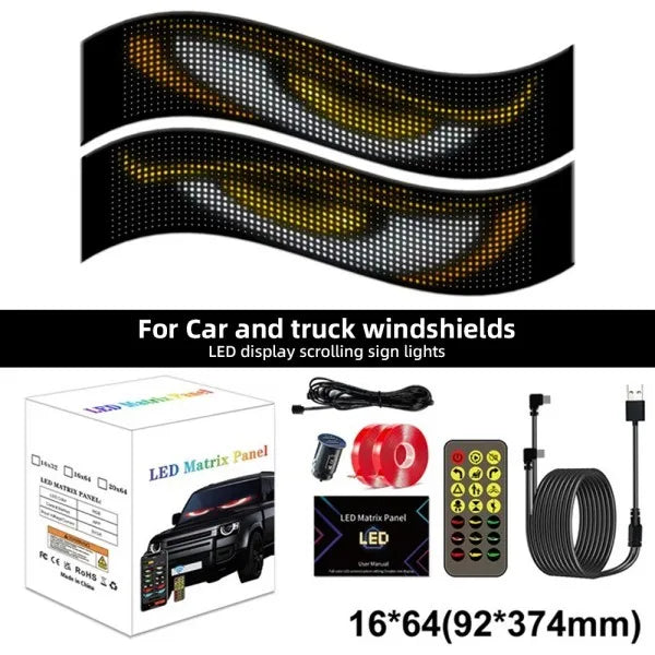 APP Remote Control Truck Devil Eye LED Pixel Panel Light 5V/2A DIY Custom Text Lighting Scrolling Foldable For Board Windshield
