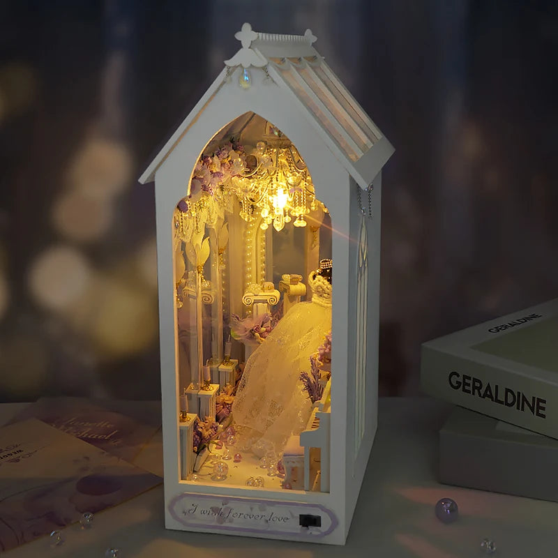 Mini DIY Book Nook Doll House Wooden Case Miniature Furniture Dollhouse Bookshelf Shelf Insert Toys For Girlfriend Birthday Gift