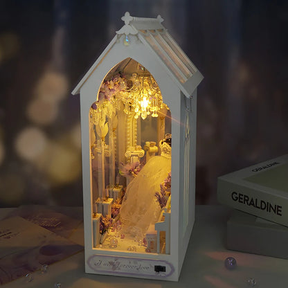Mini DIY Book Nook Doll House Wooden Case Miniature Furniture Dollhouse Bookshelf Shelf Insert Toys For Girlfriend Birthday Gift