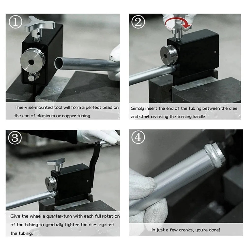 Tubing Beader Tool Manual Bead Roller Intake and Intercooler Piping Crimping Tool Fit 5/8" or Larger ID Tubes Aluminum