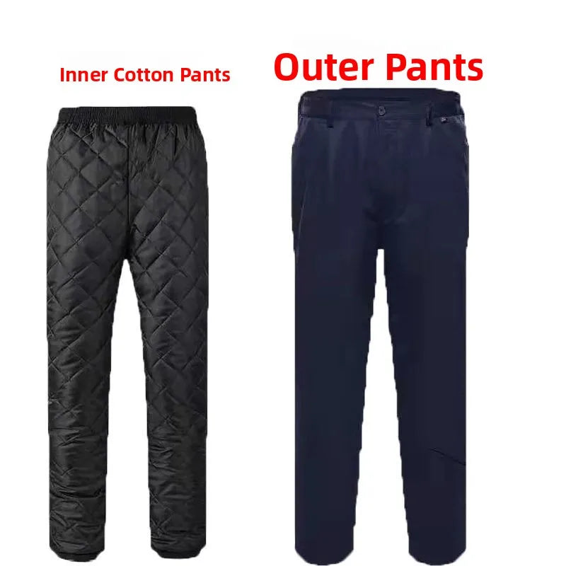 Thickened Winter Cotton Pants for Men Warm Loose High Waist Large Size Cold Proof  Welding Workwear Thermal Trousers