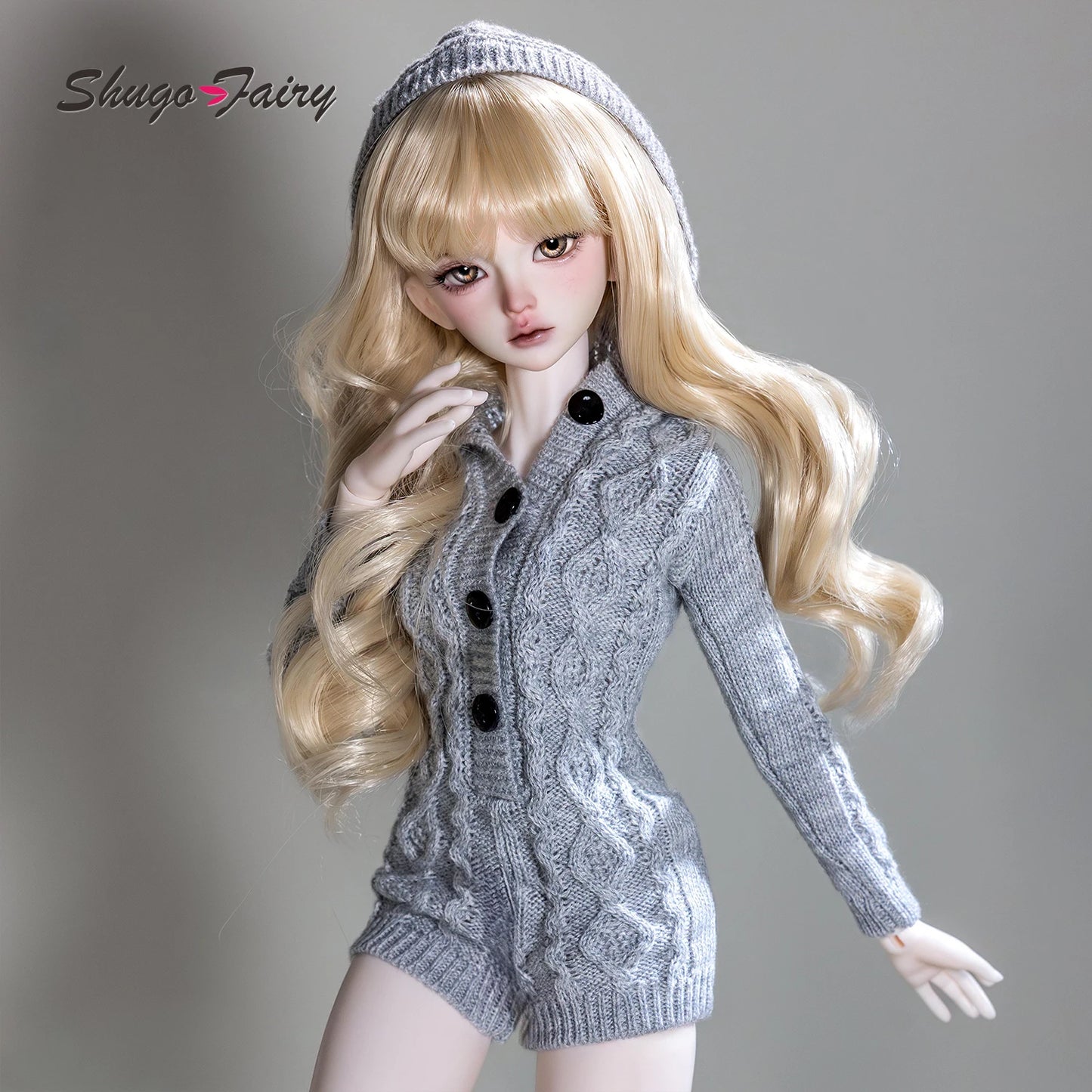 BJD Doll 1/4 Kaka H ShugaFairy MSD FullSet Cool Casual Uninhibited Lady Hooded Cable Knit Sweater Outfit Ball Jointed Doll